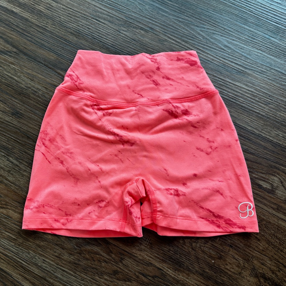 Coral Marble Print Athletic Shorts
